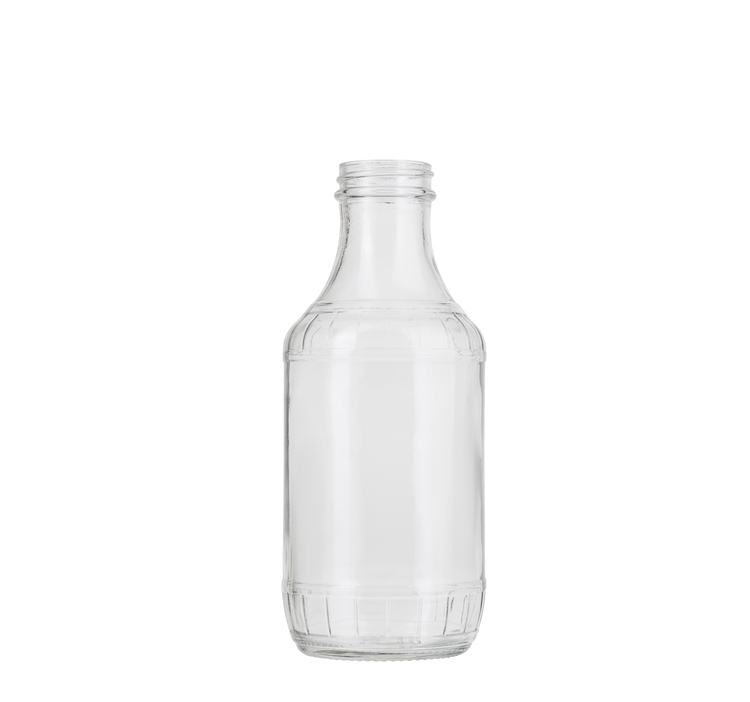 16 oz. Square Carafe PET Clear Juice Bottle with Lid